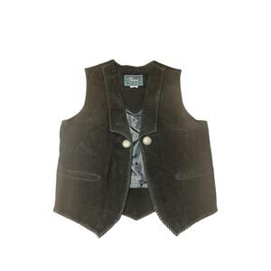 Vintage Echo Mountain Arturo Men’s 42 Western Native Suede Leather Vest Black